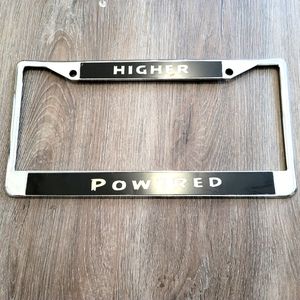 "Higher Powered" Car License Plate Silver and Black